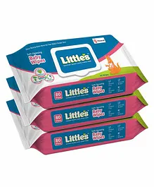 Little's Soft Cleansing Baby Wipes with Lid Pack of 3 - 80 Pieces Each