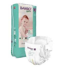 Bambo Nature Medium Size Tape Diapers with Wetness Indicator - 52 Pieces
