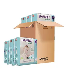 Bambo Nature Eco Friendly Tape Diapers with Wetness Indicator Medium Size Pack of 6 - 168 Pieces