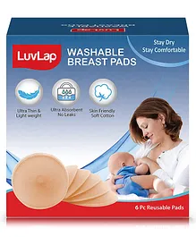 LuvLap Washable Breast Pads Beige - Pack of 6