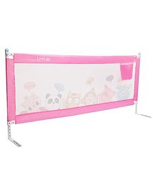 LuvLap Comfy Baby Bed Rail Guard (6ft x 2.3ft), 180cmx72cm, Portable Toddler Safety Fence, Adjustable Height, Pink Printed Design