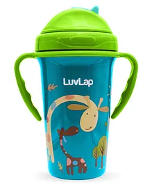 LuvLap Tiny Giffy Silicone Straw Sipper Green - 300 ml