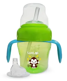 LuvLap Banana Time Sipper with Spout and Straw Green - 150 ml