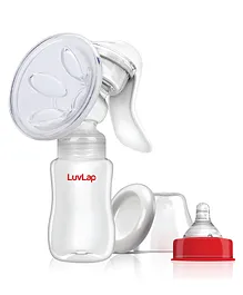 LuvLap Adore Manual Breast Pump With 2 Level Suction Adjustment - White