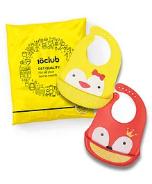 My NewBorn 100% Silicone Waterproof Bib With Pocket Pack of 2 - Yellow Red