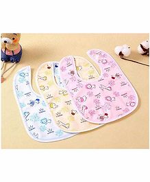 My NewBorn Fast Dry Double Layer Snap Button Bibs Pack of 3- Blue Pink Yellow