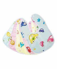 My NewBorn Fast Drying Premium Cotton Bibs Fish & Car Print Pack of 6 - Multicolour 