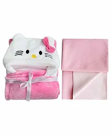 My New Born All Season Hooded Wrapper & Changing Mat - Pink