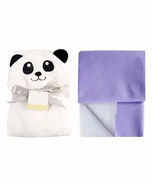 My New Born All Season Hooded Wrapper & Changing Mat - White Purple