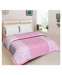 Mom's Home Organic Cotton Double Bed Comforter Floral Print - Pink