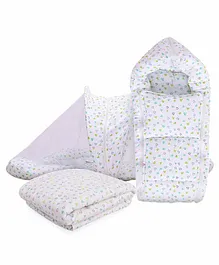 Mom's Home Mosquito Net with Sleeping Bag & Quilt Set Heart Print - Green White
