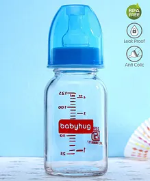 Babyhug Glass Feeding Bottle Blue - 125 ml