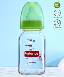 Babyhug Glass Feeding Bottle Green - 125 ml