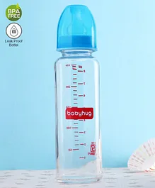 Babyhug Glass Feeding Bottle Blue - 250 ml