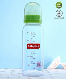 Babyhug Feeding Bottle Round Shape With Silicone Nipple Green - 250 ml