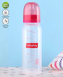 Babyhug Feeding Bottle with Silicone Teat Pink - 250 ml