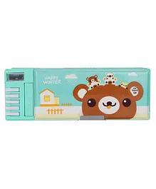 Webby Multifunction Thermometer Button Pencil Box Bear Print - Blue