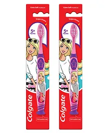 Colgate Kids Barbie Toothbrush Extra Soft with Tongue Cleaner Pack of 2 - Pink (Print May Vary)