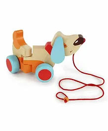 Shumee Bruno Dog Wooden Pull Along Toy - Multicolor