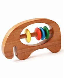 Shumee Elephant Shaped Wooden Rattle - Multicolor