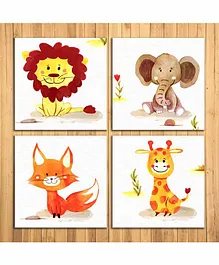 Wens Animals Nursery Sparkle Laminated Wall Panels Set of 4- Multicolor