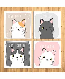 WENS Cute Kitty Sparkle Laminated Wall Panels Set of 4- Multicolor