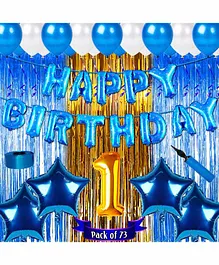 Shopperskart First Birthday Balloon Kit Blue - Pack of 73