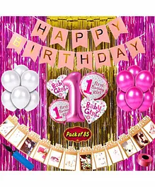 Shopperskart First Birthday Decoration Kit Pink - Pack of 85