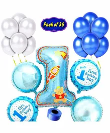 Shopperskart First Birthday Balloons Combo KitBlue - Pack of 36
