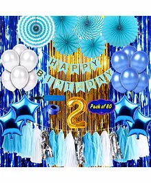 Shopperskart Second Birthday Decoration Kit Blue - Pack of 80