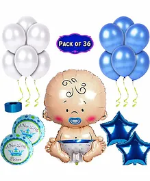 Shopperskart Welcome Home Baby Boy Balloon Combo Kit Blue - Pack of 36