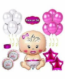 Shopperskart Welcome Home Baby Girl Balloon Combo Kit Pink - Pack of 36