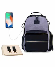 Vismiintrend Diaper Backpack with USB Plug Large Size - Grey Black 