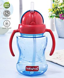 Babyhug Straw Sipper Bottle with Twin Handle Blue - 180 ml