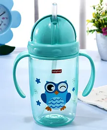 Babyhug Owl Print Straw Sipper Bottle Blue - 360 ml