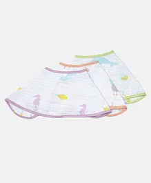 Ooka Baby 100% Premium Cotton Muslin Printed Over-the-Shoulder-Burpy Bibs Pack of 3 - Ocean's Lullaby Prints