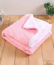 Zoe 2 Layered Fleece Sherpa Blanket - Pink
