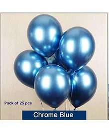 Balloon Junction Premium Latex Balloons with Metallic Finish Blue - Pack of 25