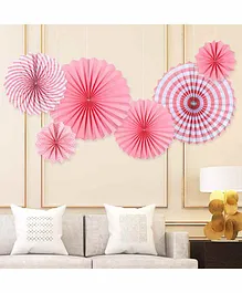 Balloon Junction Paper Fans Party Decoration Pink - Pack of 6