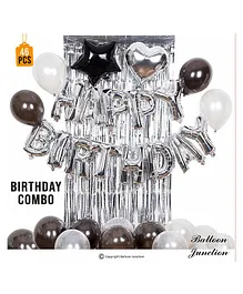 Balloon Junction Birthday Foil Birthday Kit  Black & Silver  - Pack Of 46
