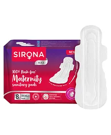 Sirona Natural & Ultra-Soft Maternity Superr Pads, XXXL - 8 Pads (420 mm), for Maternity Flow, Super Plus Heavy Flow and Overnight Flow
