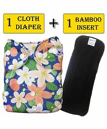 Babymoon Reusable Cloth Diaper with Bamboo Charcoal Insert Floral Print - Multicolor