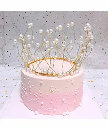 Amfin Crown Shape Cake Topper - White & Gold