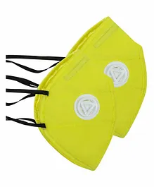PASSION PETALS Reusable 2 Layered Protection Anti Pollution Face Mask Yellow - Pack of 2