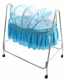 Kiddery Clio Cradle with Polka Dot Mosquito Net - Blue