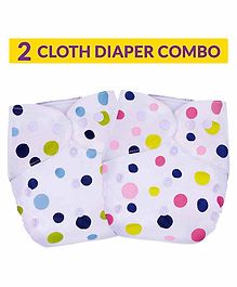 Bembika Reusable Cloth Diapers Polka Dot Print Pack of 2 - White