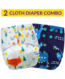  Bembika Reusable Cloth Diapers Multi Print Pack of 2 - Green Yellow
