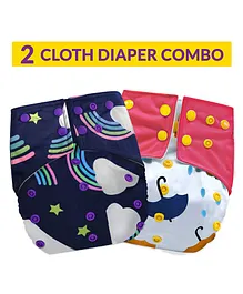  Bembika Reusable Cloth Diapers Multi Print Pack of 2 - Red Yellow