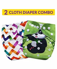 Bembika Reusable Cloth Diapers Multi Print Pack of 2 - Green White
