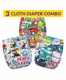 Bembika Reusable Cloth Diapers Multi Print Pack of 3 - Multiprint